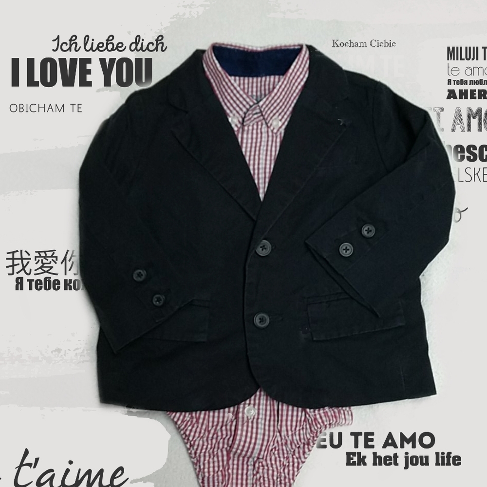 Gymboree navy blazer and shirt set